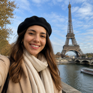 Diana Gómez durante su viaje a Europa